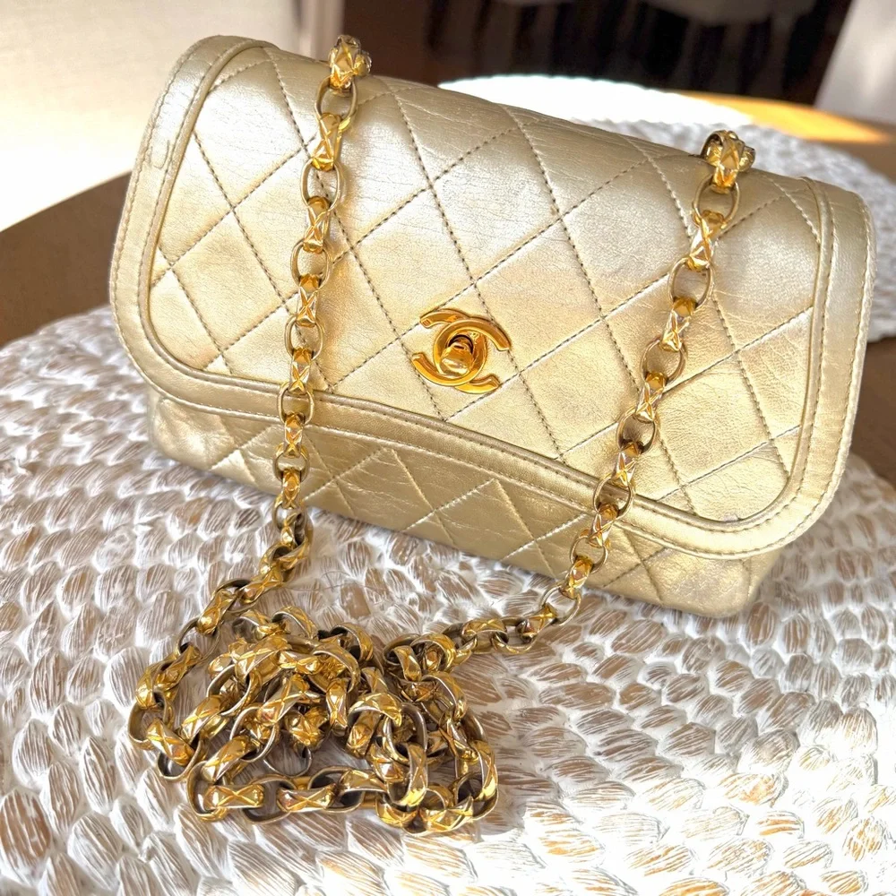 CHANEL Vintage 90’s Metallic Mini Flap Bag